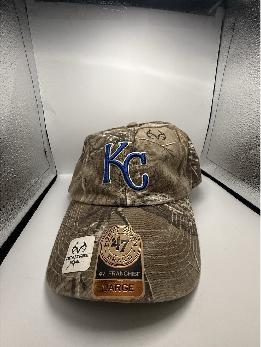 '47 Brand Kansas City Royals Realtree Camo Franchise Fitted Hat Size Large MLB